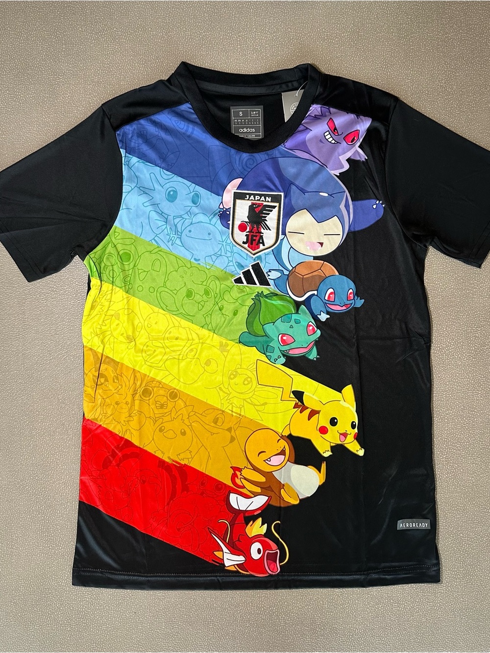 Pokemon Black Short Sleeve Tee with Rainbow Diagonal Pokémon Graphic